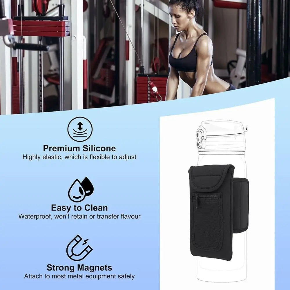 Universal Water Bottle Sleeve Portable Elastic Waterproof Elastic Bottle Holder Bag Gym Accessories Magnetic Gym Bag