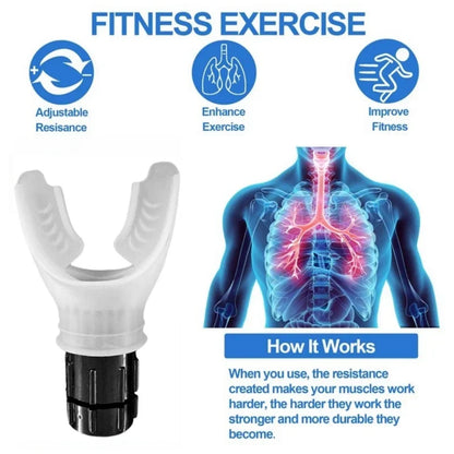 Entrenador de respiración negro, flexor pulmonar, ejercitador de fitness duradero que aumenta la capacidad pulmonar.Breath Adjustable Levels Respiratory