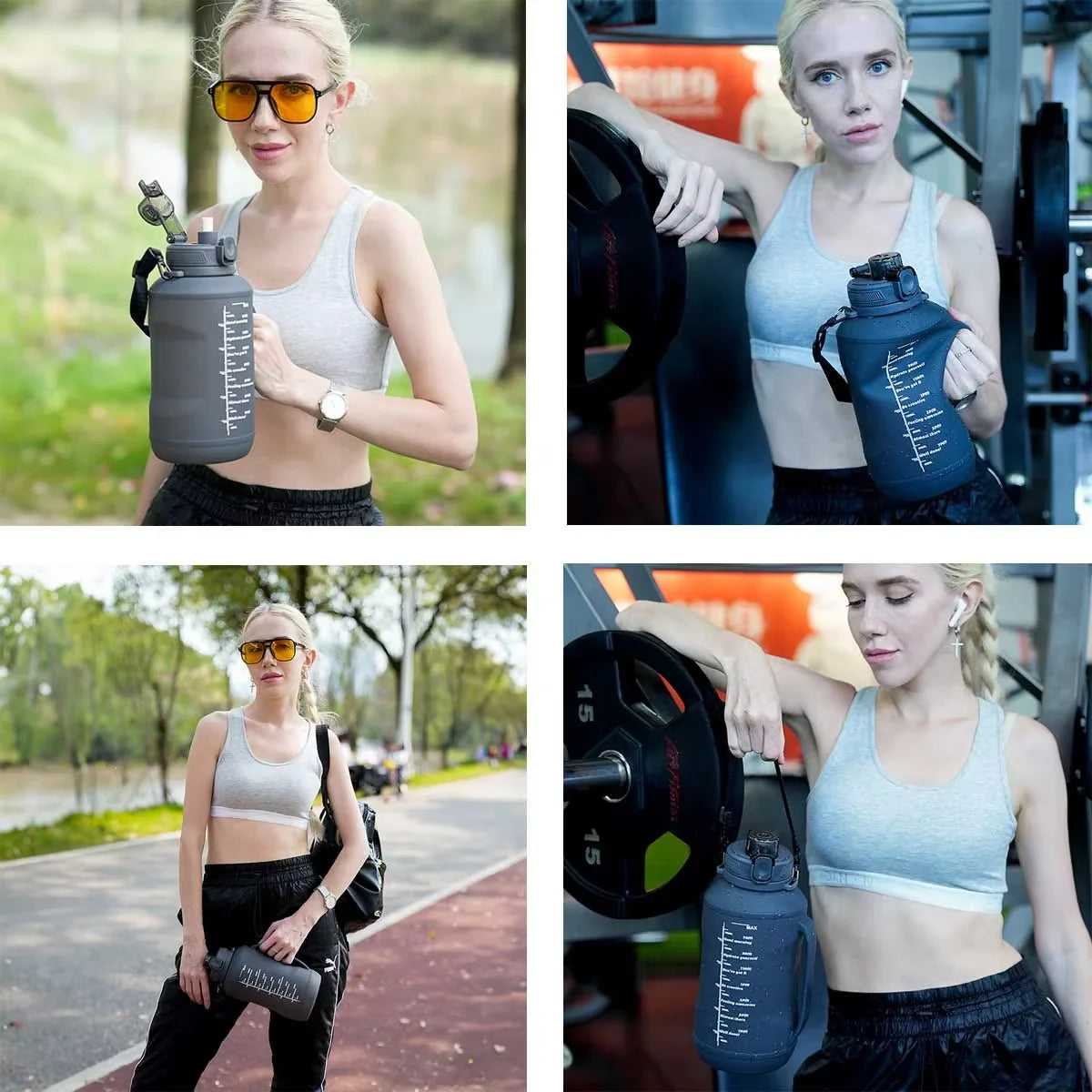 2L Silicone Water Bottles Large Capacity Travel Water Bottle Roll Up Foldable Water Bottles With Straws Gym Camping Hiking